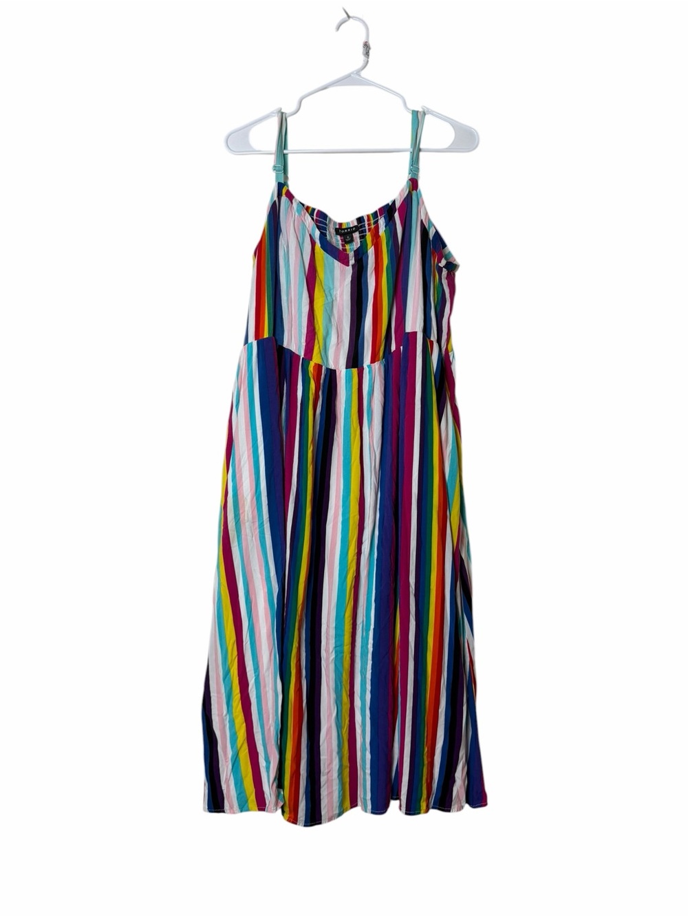 Torrid Rainbow Stripe Challis Skater Midi Dress Plus Size 4X Colorful Pride - Picture 5 of 8